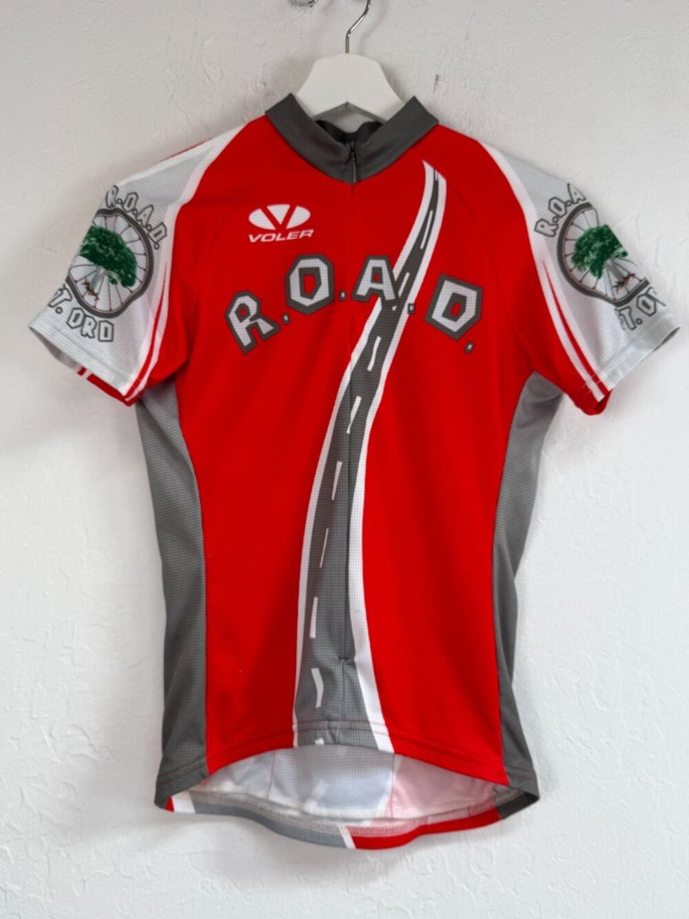 VOLER Womens R.O.A.D. Cycling Jersey Red Short Sleeve Full Zip Gorpcore Small